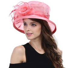 Womens Church Derby Wide Brim Sun Hat Girl Tea Party Headwear Bridal Wedding ...