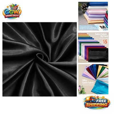 1 Yard Charmeuse Black Satin Fabric   Silky Smooth for Elegant Crafting Projects