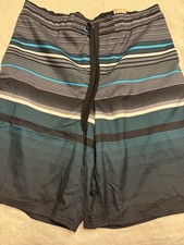 OP Mens Board Shorts Mesh Lined Swim Trunks White  Blue Plaid Medium 32/34 NWT