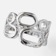 Lia Sophia “Structure/Synthesis” Cut Out Design Silver Tone Band Ring Size 6