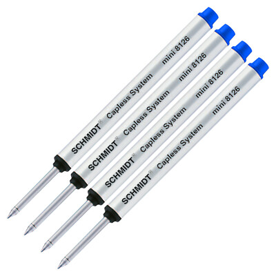 4X Schmidt 8126 Mini Capless System Rollerball Refill Blue Fine Tip
