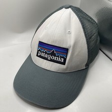 Patagonia Hat Cap Snap Back Gray White Mesh Trucker Fitz Roy Embroidered Cleaned