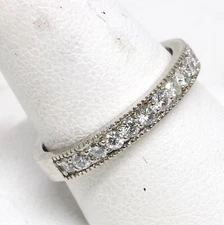 Diamond wedding Band with milgrain edge 14kw Gold size 7