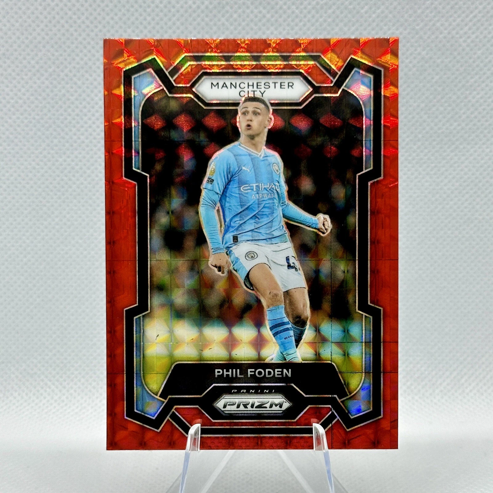 2023-24 Panini Prizm Premier League Phil Foden Red Mosaic Prizm #2