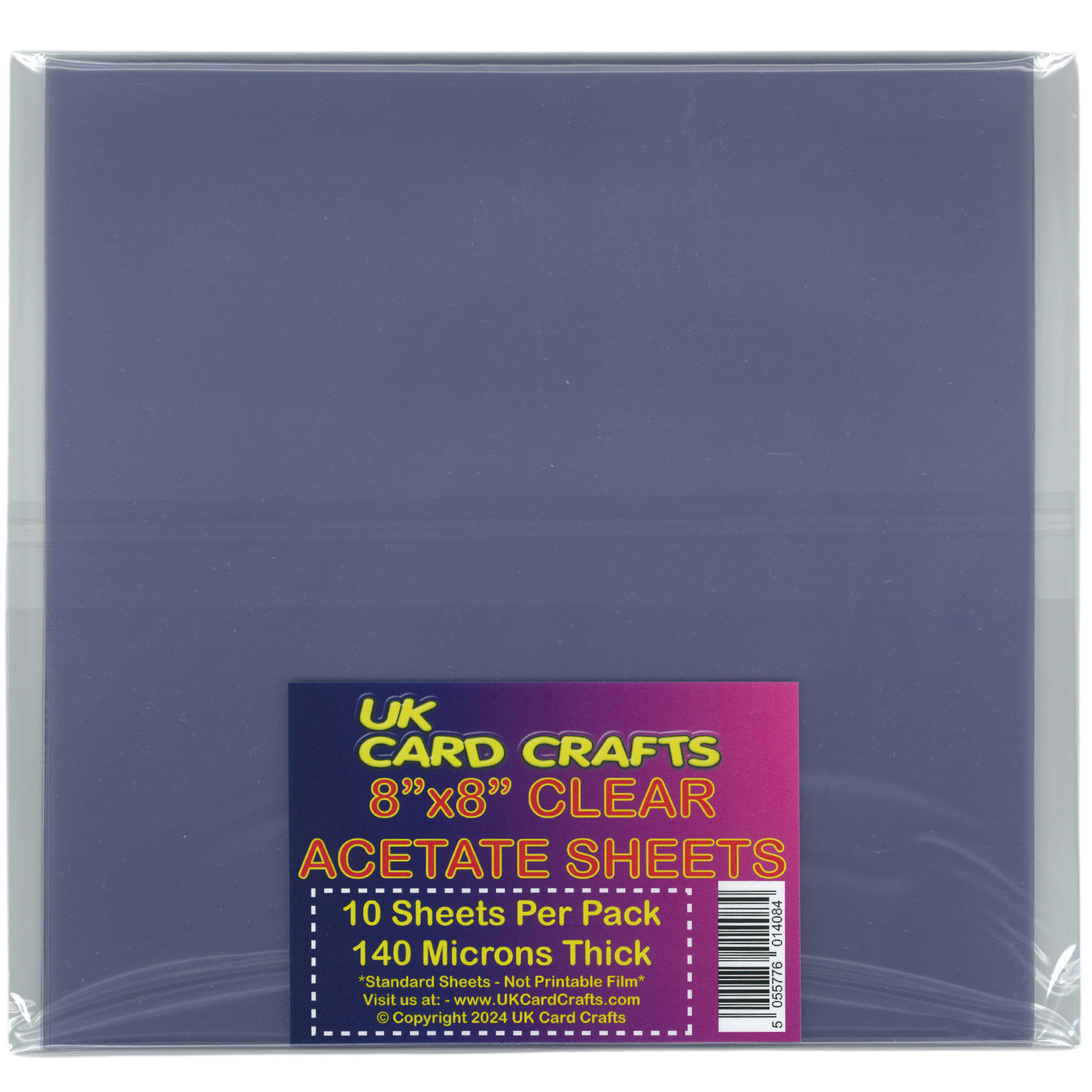 10 x 8""x8"" Acetate Sheets Transparent Clear OHP, Craft, Office, 140 Micron