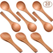 30 Pcs Small Wooden Spoons Mini Tasting Spoons for Spice Jars Coffee Tea Sugar