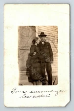Wd2 Postcard RPPC Early 1900's young couple embrace / bowtie 351a