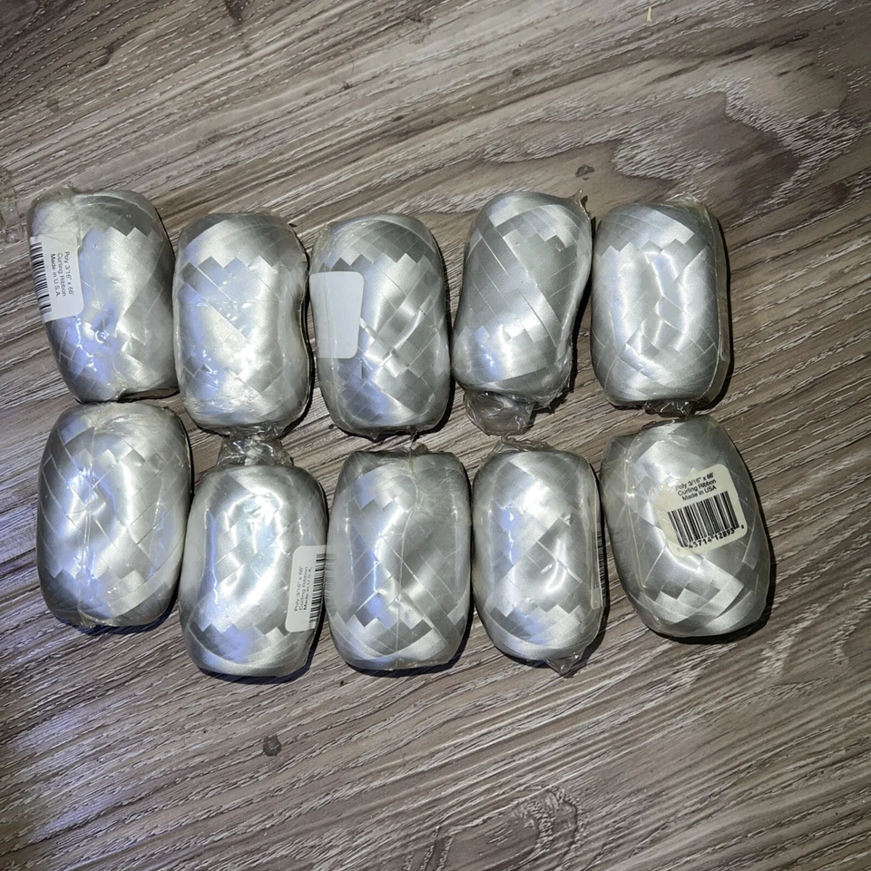 10 Pack Berwick Offray BCE1282 3/16" x 66ft Curl Keg Ribbon, Silver(H3) - Image 2 of 3