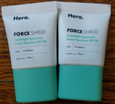 Hero Force Shield Superlight Sunscreen SPF 30 Travel MINI 0.33oz 10ml New 2PK..