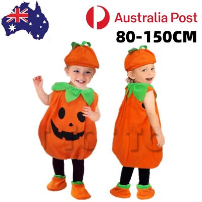 Pumpkin Cosplay Costume Halloween Kid Boy Girl Hat Shoes Cover Party Book Week