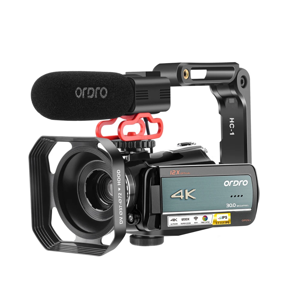 ORDRO AC5 Plus UHD Camcorder with 12x Optical Zoom 3.1"IPS Sony Sensor Wifi 4K - Image 3 of 4