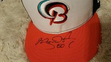 miquel gonzalez signed game used bowie baysox hat