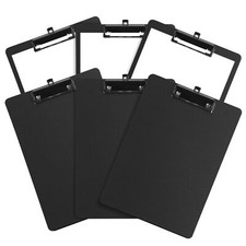 Plastic Clipboard 6 Pack A4 Black Clipboards with Low Profile Metal Clip Thic...