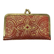 Vtg Red Gold Ground Leather Case Kiss Lock 8 pc Manicure Set Austria Germany