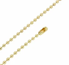 3.2mm Round Ball Chain 14k Gold Plated 16" - 36" Dog Tag Military Necklace