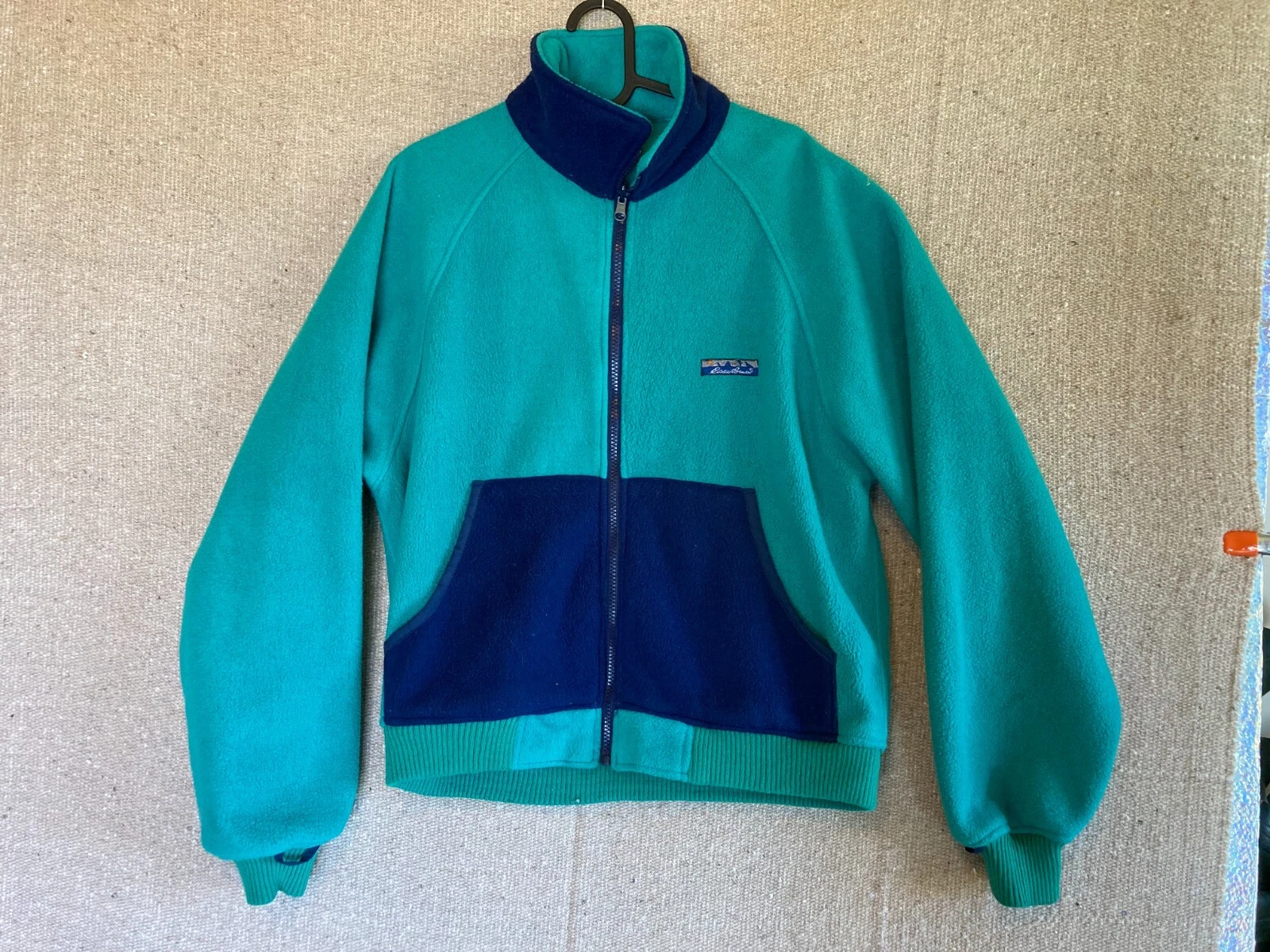 Vintage Eddie Bauer Pullover Fleece Mens Size Medium Teal Blue Full Zip