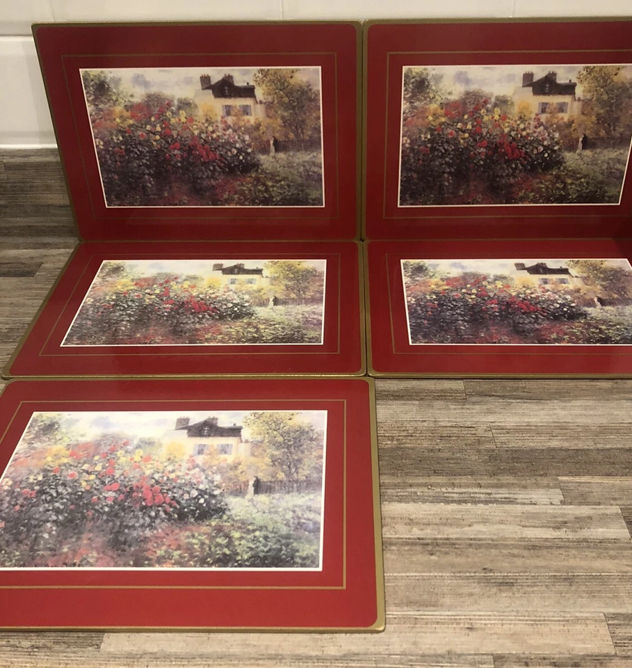Readers Digest Table Mats Claude Monet Design X 5, “Artists Garden At Argenteuil - Image 4 of 4
