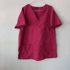 Just love scrub top cranberry color size Large 3 pockets