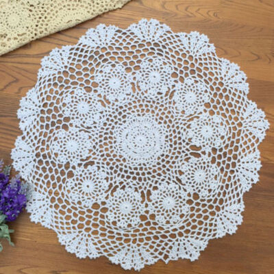 20'' White Vintage Hand Crochet Doily Round Lace Table Topper Flower Tablecloth