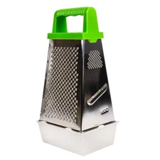 Pyramid Tin Plated Grater, 4-Sided Multifunctional BOX GRATER w/ Container 8"
