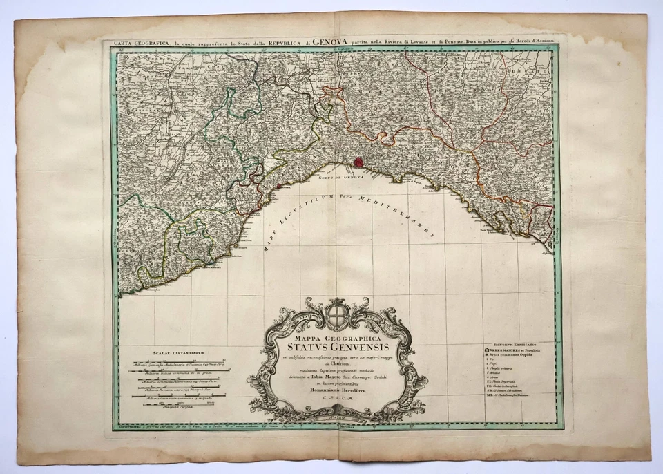Map "Mappa Geographica Status Genuensis" (Genoa-Liguria) Homann Heirs, 1749 - Image 2 of 4