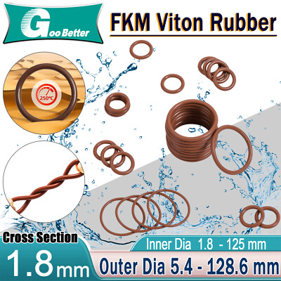 Metric Vitons  FKM Rubber O-Rings 1.8mm Cross Section 1.8mm-128.6mm ID (Brown)