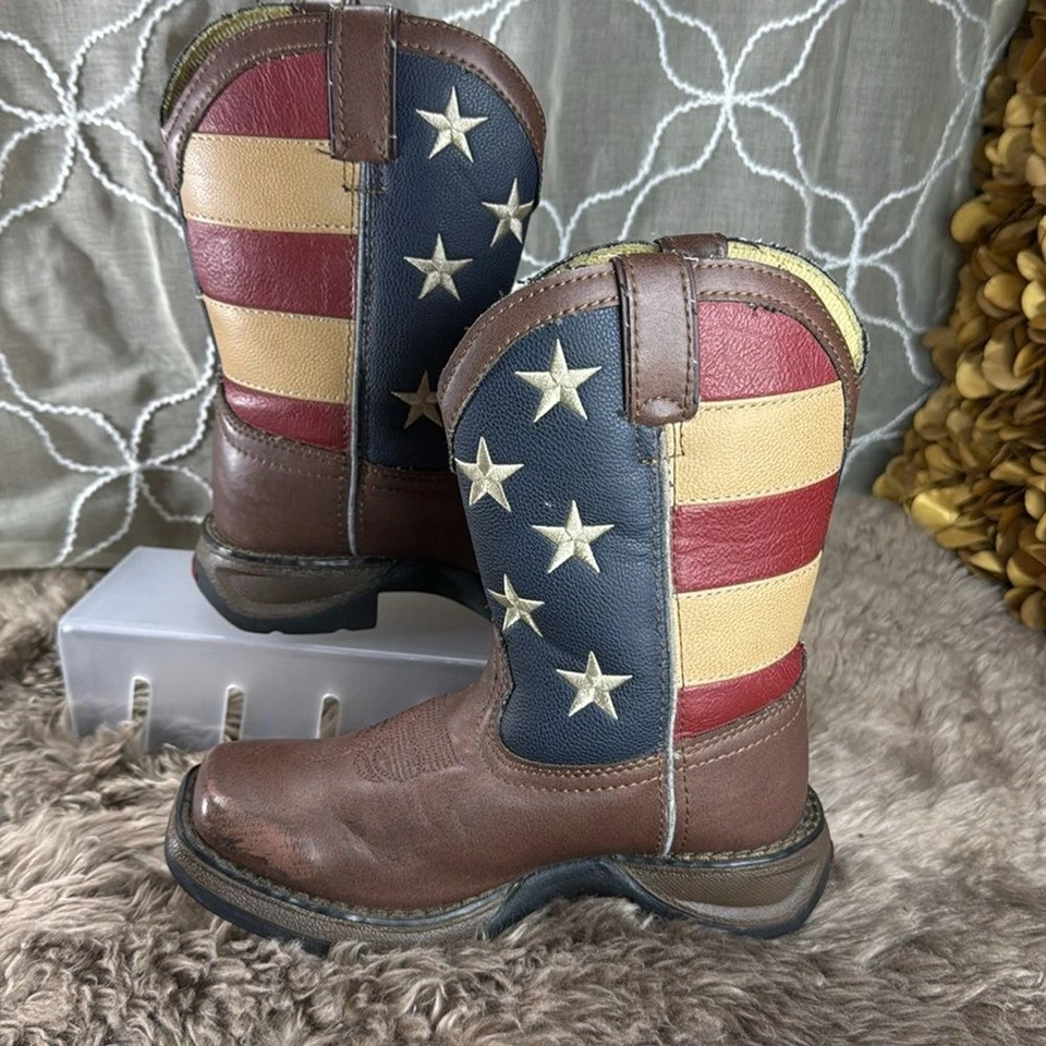 (E) Botas de Vaquero Durango br Niños Bandera de Estados Unidos br Talla 12.5 M Puntera Cuadrada Foto 2 de 4