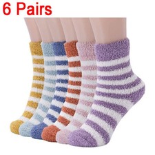 6Pairs Ladies Women Winter Warm Soft Fluffy Bed Socks Lounge Slipper Fleece Sock