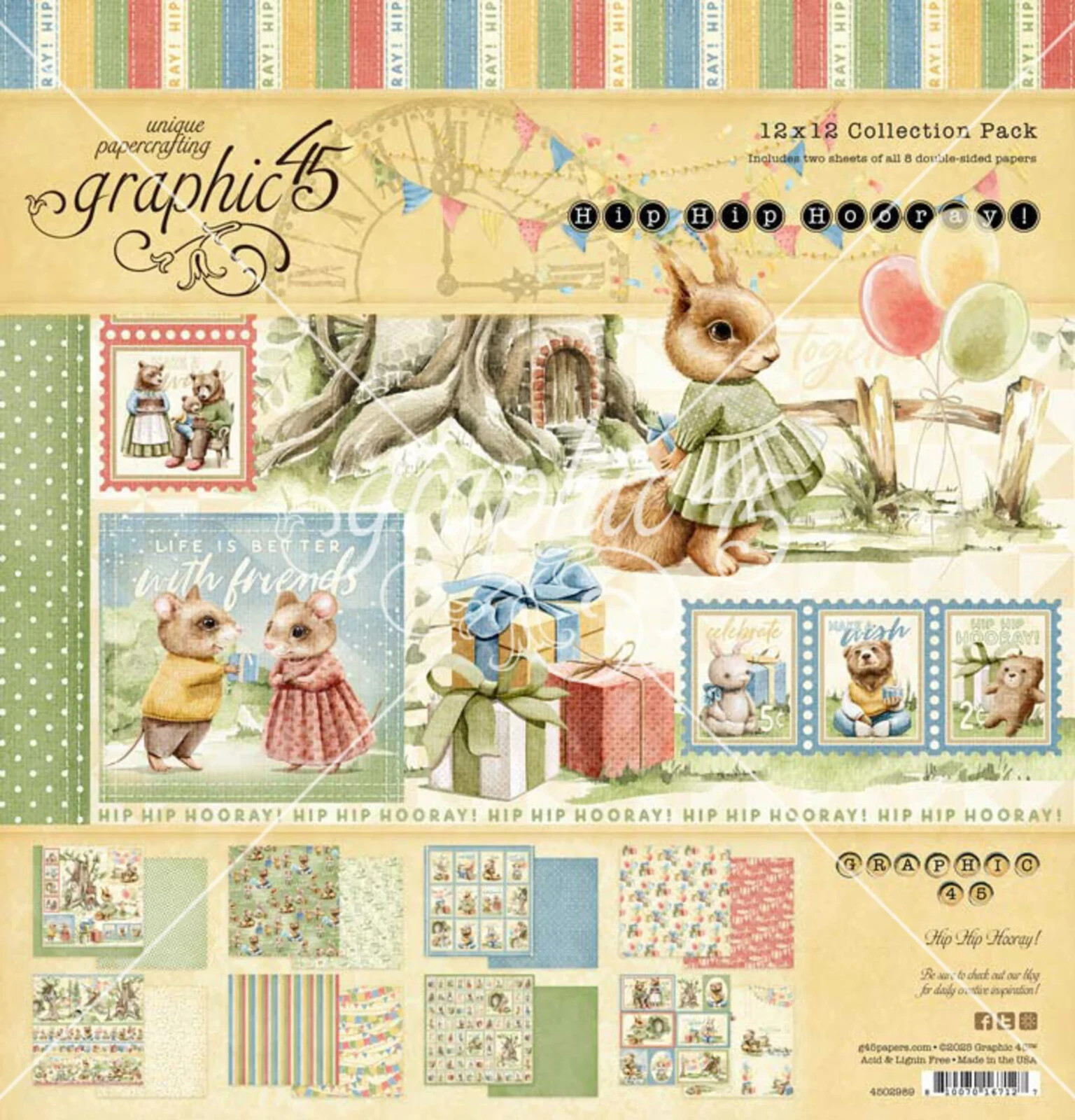 Graphic 45 12"" x 12"" Paper Collection Pack Hip Hooray