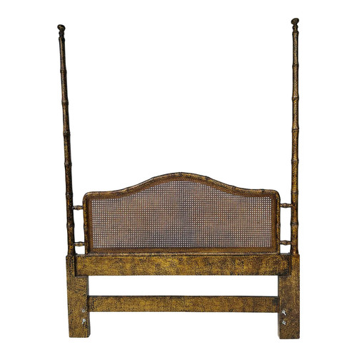 Vintage Hollywood Regency Style Faux Bamboo / Cane Queen Size Headboard