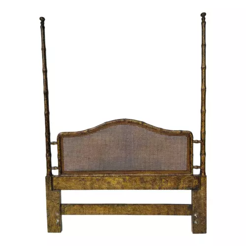 Vintage Hollywood Regency Style Faux Bamboo / Cane Queen Size Headboard