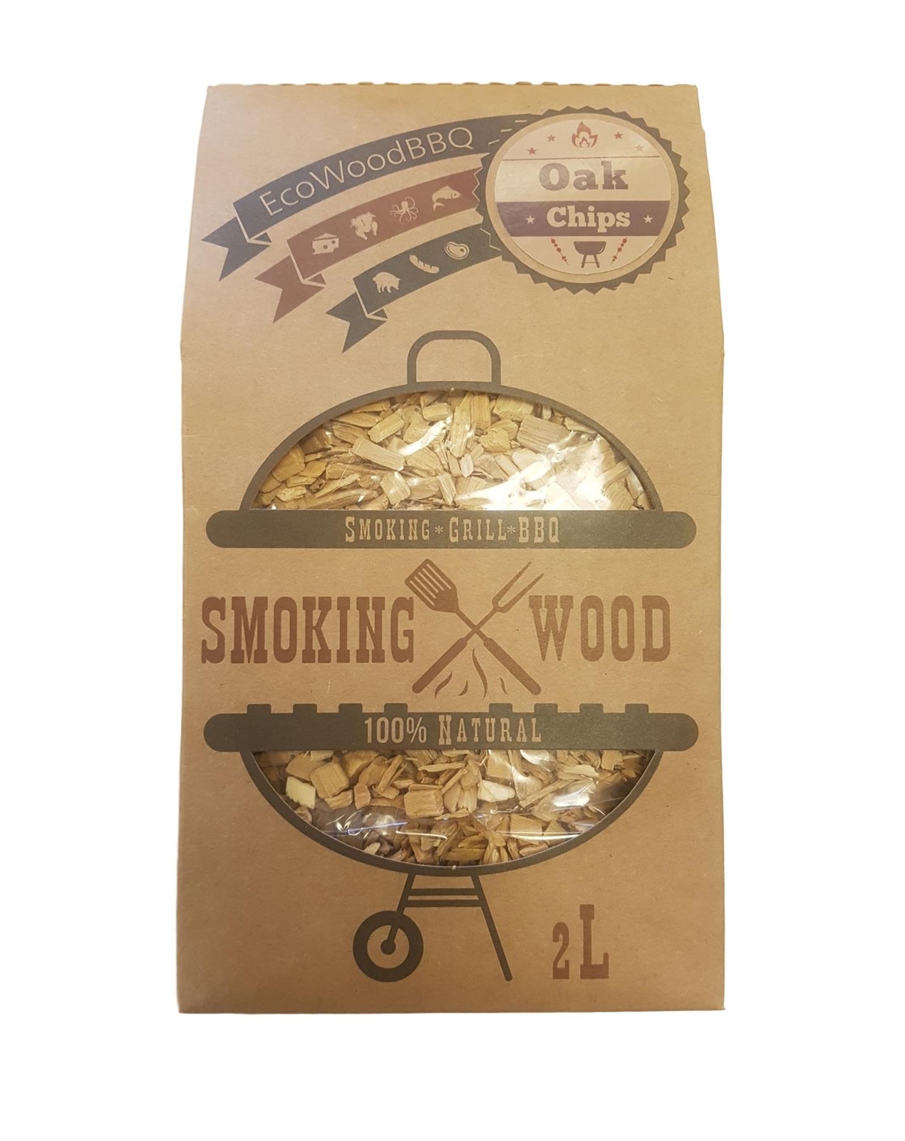EcoWoodBBQ BBQ Smoking Wood Chips Food Smoking Oak 3L 100% Natural No Chemical
