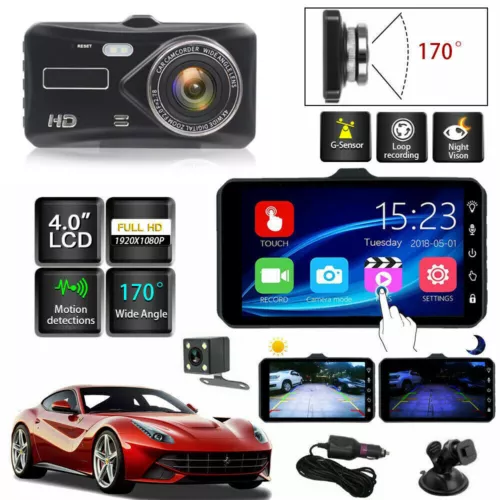 4" Dash Cam Pro Car Camera Recorder Dual Front and Rear HD 1080P Night Vision UK - Picture 4 of 14