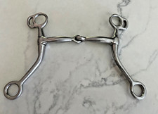 5" Western Snaffle Bit Stainless Steel with 4" Curved Shank - Unbranded