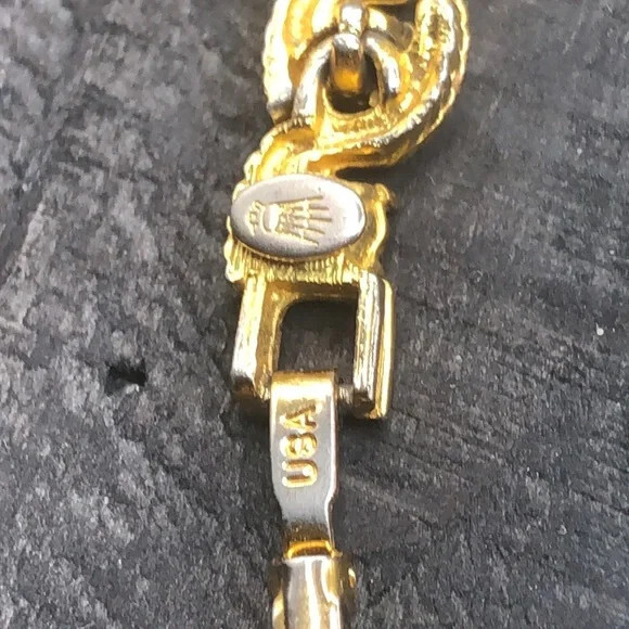 Vintage crown usa makers mark costume gold tone tennis like