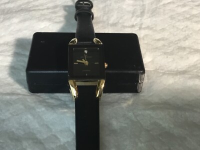 Anne Klein New York Genuine Diamond Accent Dial Black Leather