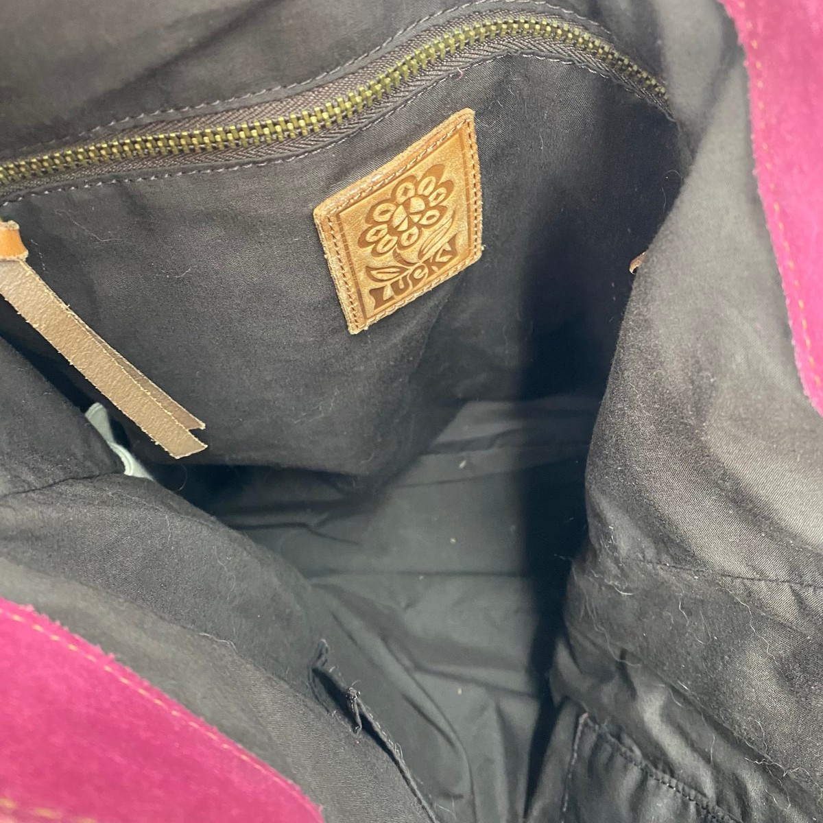 Lucky Brand Brown Purple Suede & Canvas Backpack | Women display picture 3