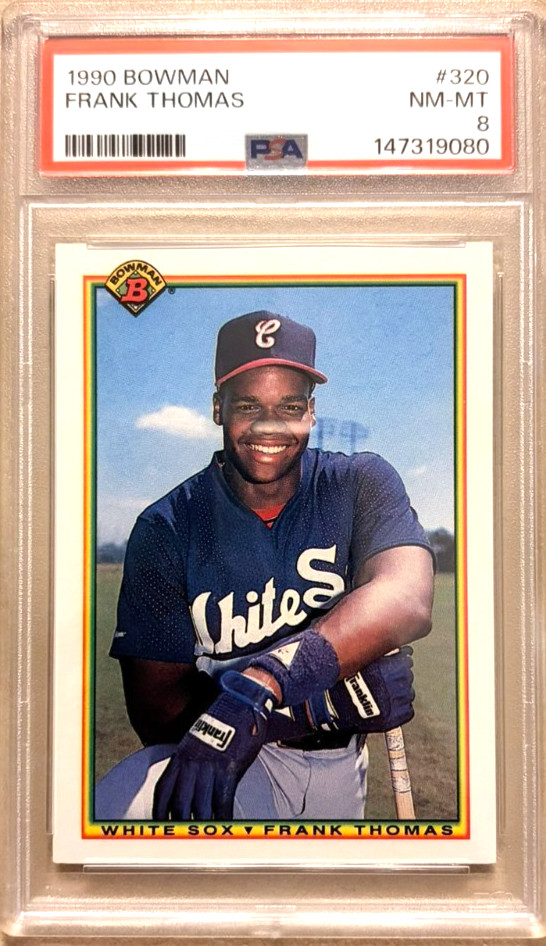 1990 Bowman Frank Thomas Rookie RC #320 White Sox PSA 8 view 1