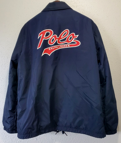 POLO RALPH LAUREN BUTTON-FRONT NAVY BLUE PONY ACCENT MENS COACH JACKET: L - Picture 7 of 12
