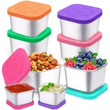 8Pack Stainless Steel Snack Containers for Kids Toddler Reusable Easy Open