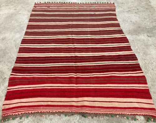 Vintage Traditional Handmade Beautiful Striped Kilim Floor Rug Carpet 226x160 cm