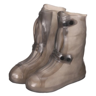 Waterproof Shoes Cover XXL TPE Overshoes Rain Galoshes with Double Buckle Brown