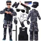 Kids SWAT Police Officer Costume with Camouflage Vest for Halloween Cosplay