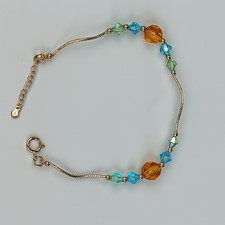 14K Yellow Gold Elegant Crystals Bracelet Kids Baby Girls  Boy -With Extension