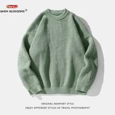 2023 Autumn Winter New Sweater Women's Men's Green Knitted pullover Basic Solid