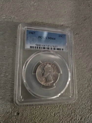 1967 25c Washington Quarter PCGS MS64 Beautiful Color Coin