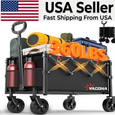 Foldable Wagon Cart Lightweight Portable Utility Shopping Camping Beach Black