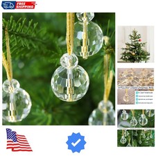 12 Pcs Clear Crystal Glass Christmas Balls Ornaments, 0.87" Mini Prism Ball C...