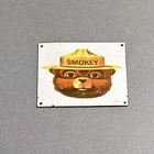 VINTAGE SMOKEY BEAR FOREST PORCELAIN SIGN CAR GAS TRUCK OIL MOTORCYCLE
