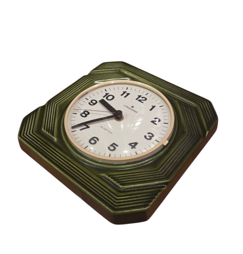 Junghans Céramique Horloge Murale 21x21 CM Vert Vintage Retro Déco Mid Century - Photo 6 sur 6